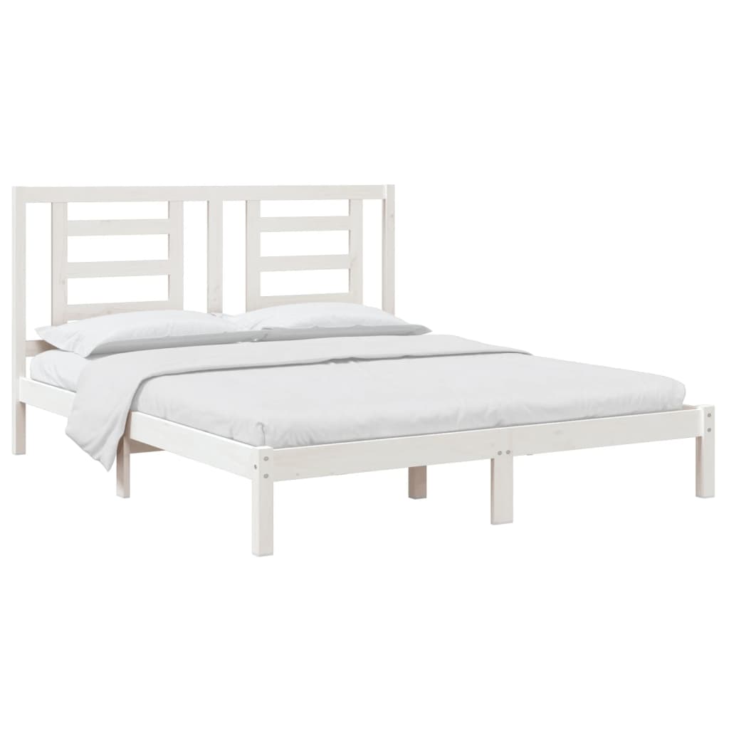 Cadre de lit sans matelas blanc 160x200 cm bois de pin massif - XIOS