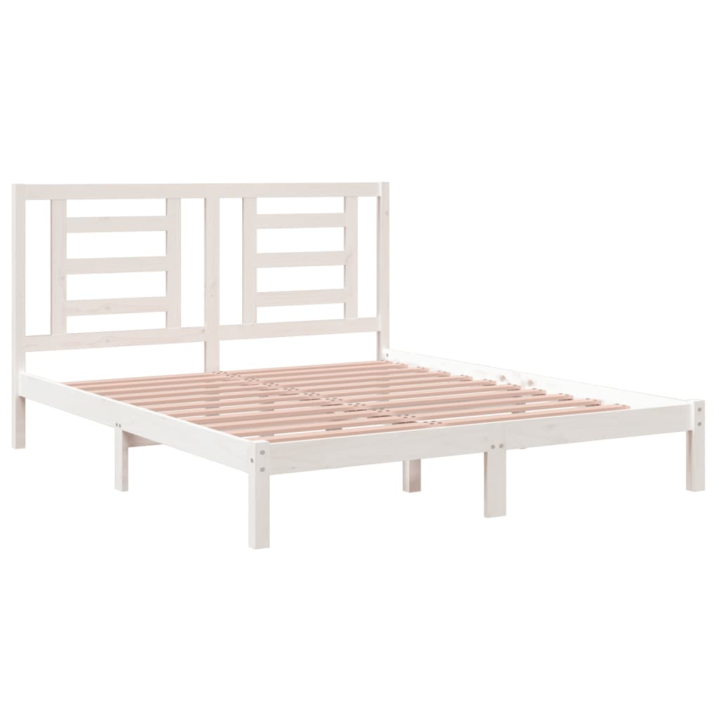 Cadre de lit sans matelas blanc 160x200 cm bois de pin massif - XIOS
