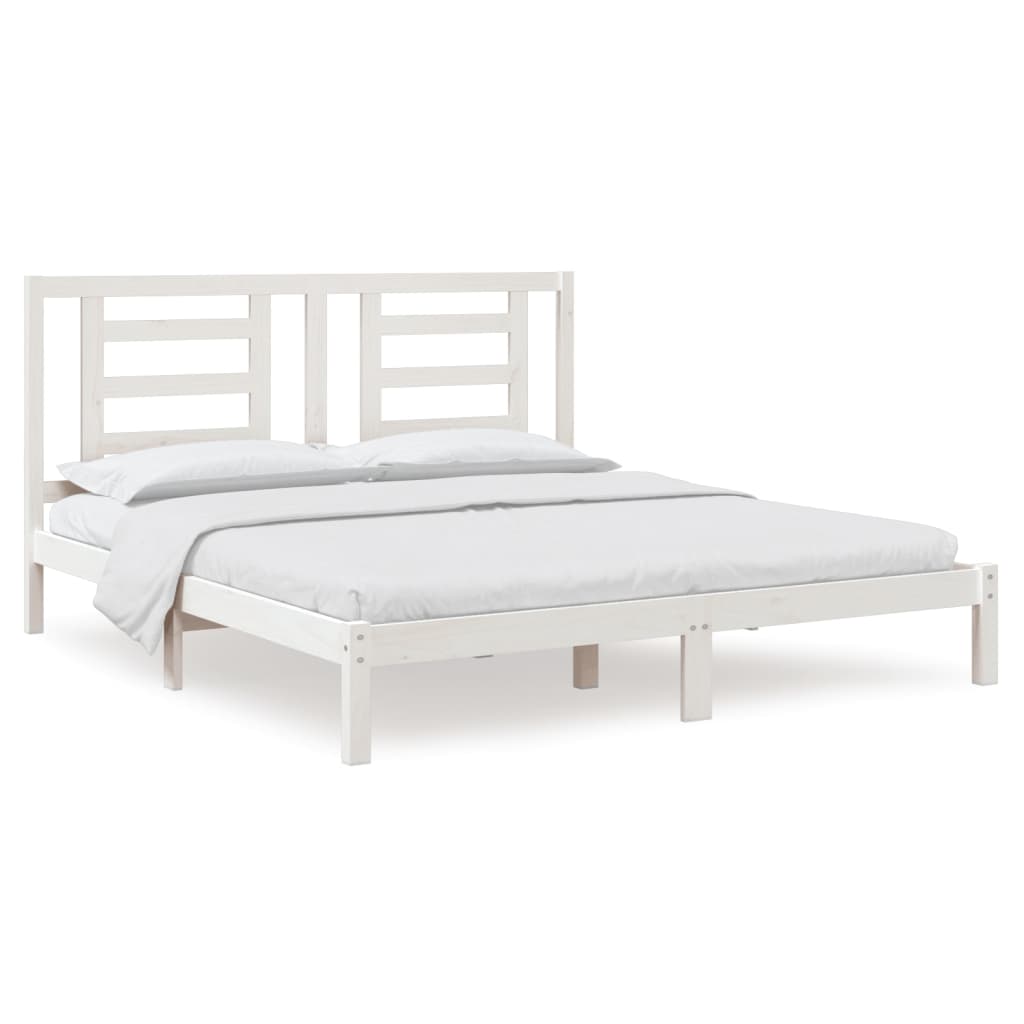Cadre de lit sans matelas blanc 180x200 cm bois massif - XIOS