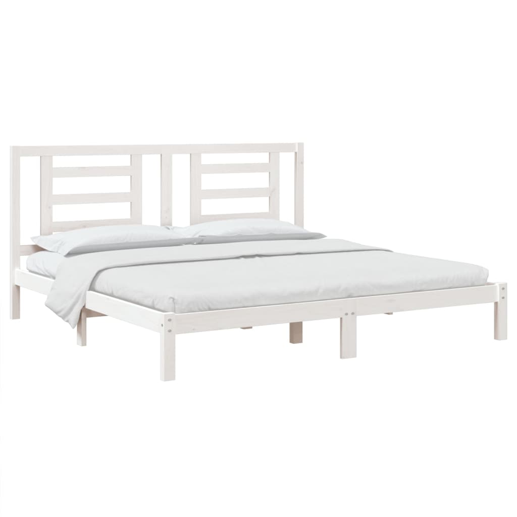 Cadre de lit sans matelas blanc 180x200 cm bois massif - XIOS
