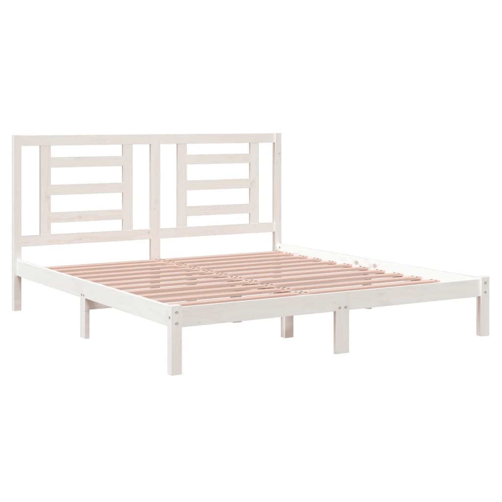 Cadre de lit sans matelas blanc 180x200 cm bois massif - XIOS