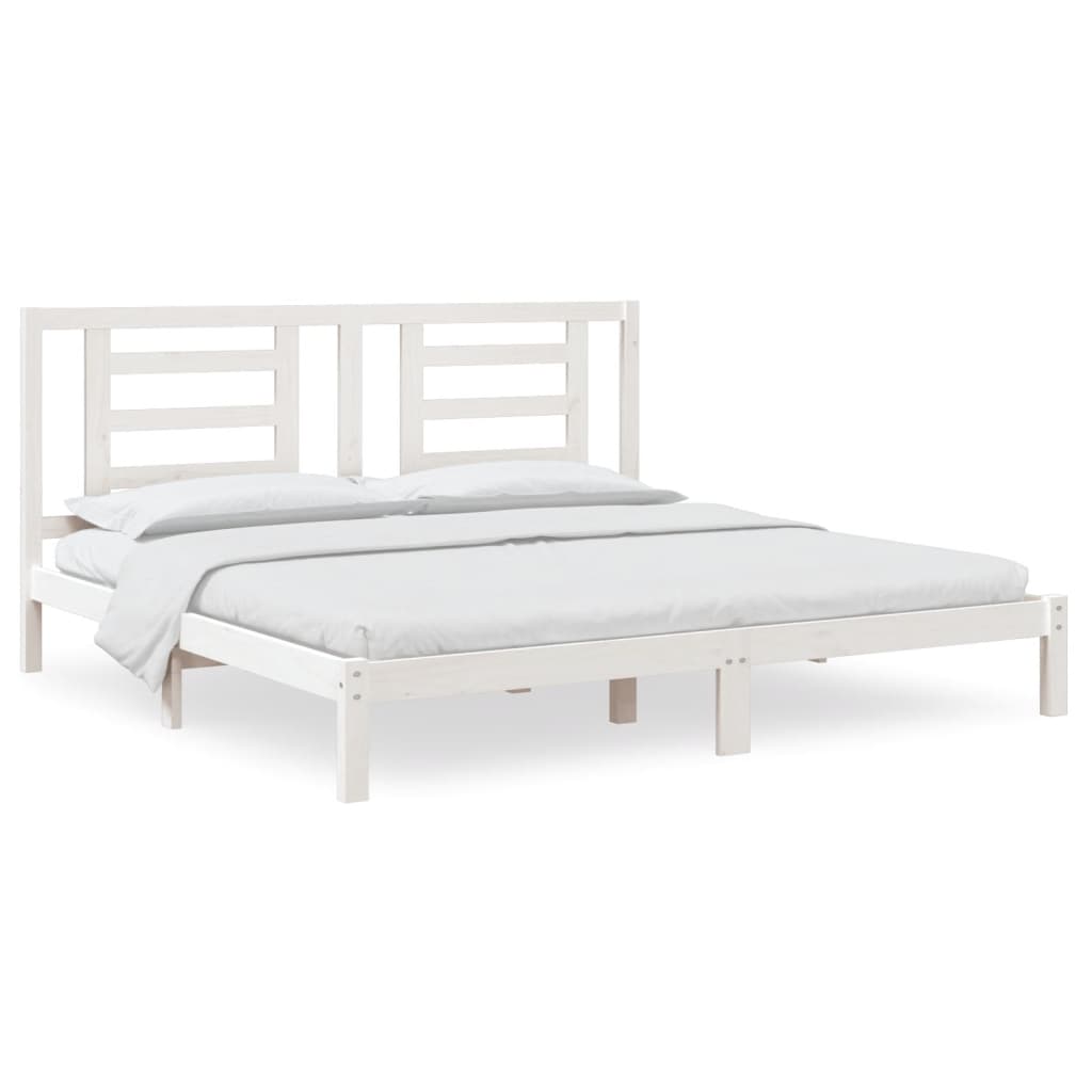 Cadre de lit sans matelas blanc 200x200 cm bois massif de pin - XIOS