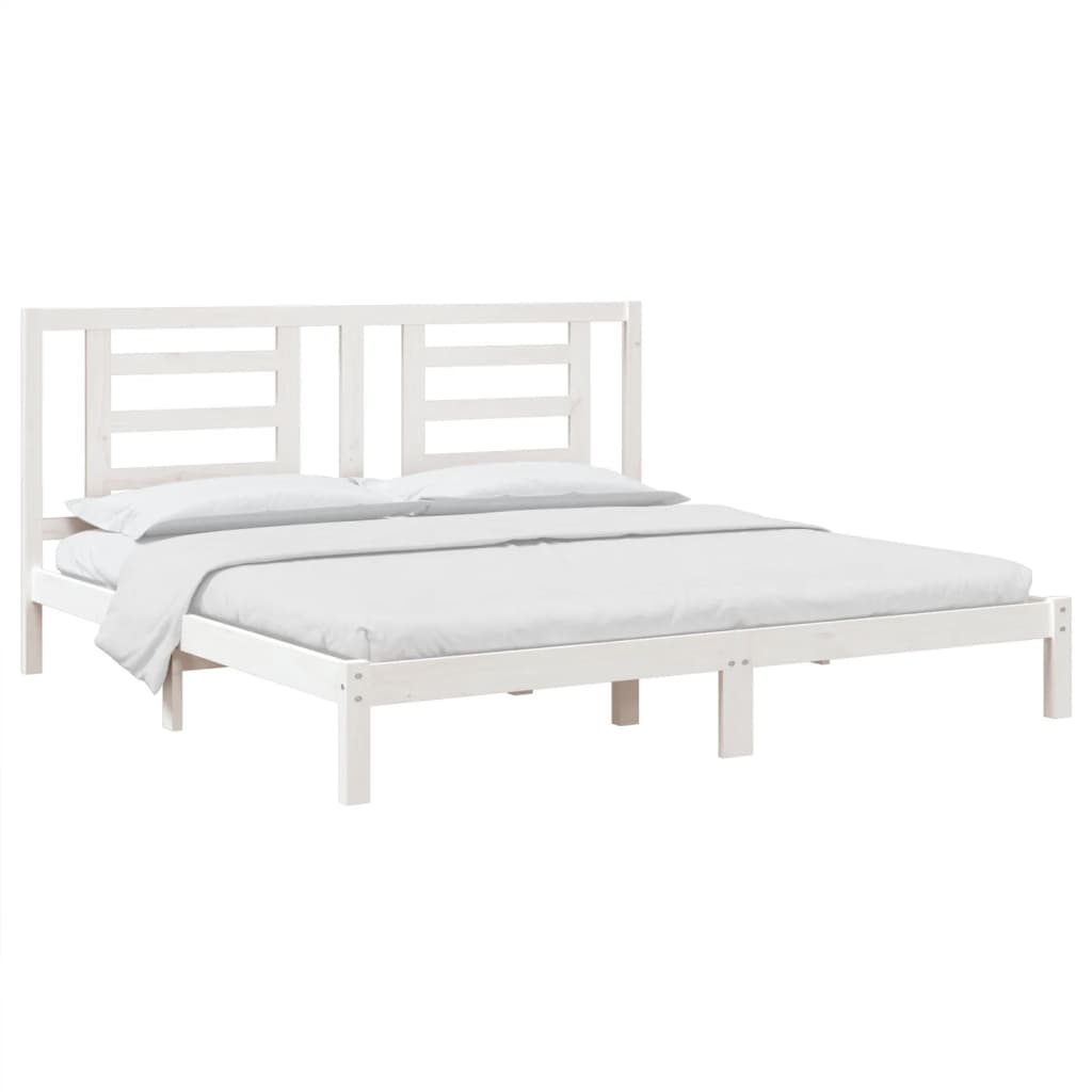 Cadre de lit sans matelas blanc 200x200 cm bois massif de pin - XIOS