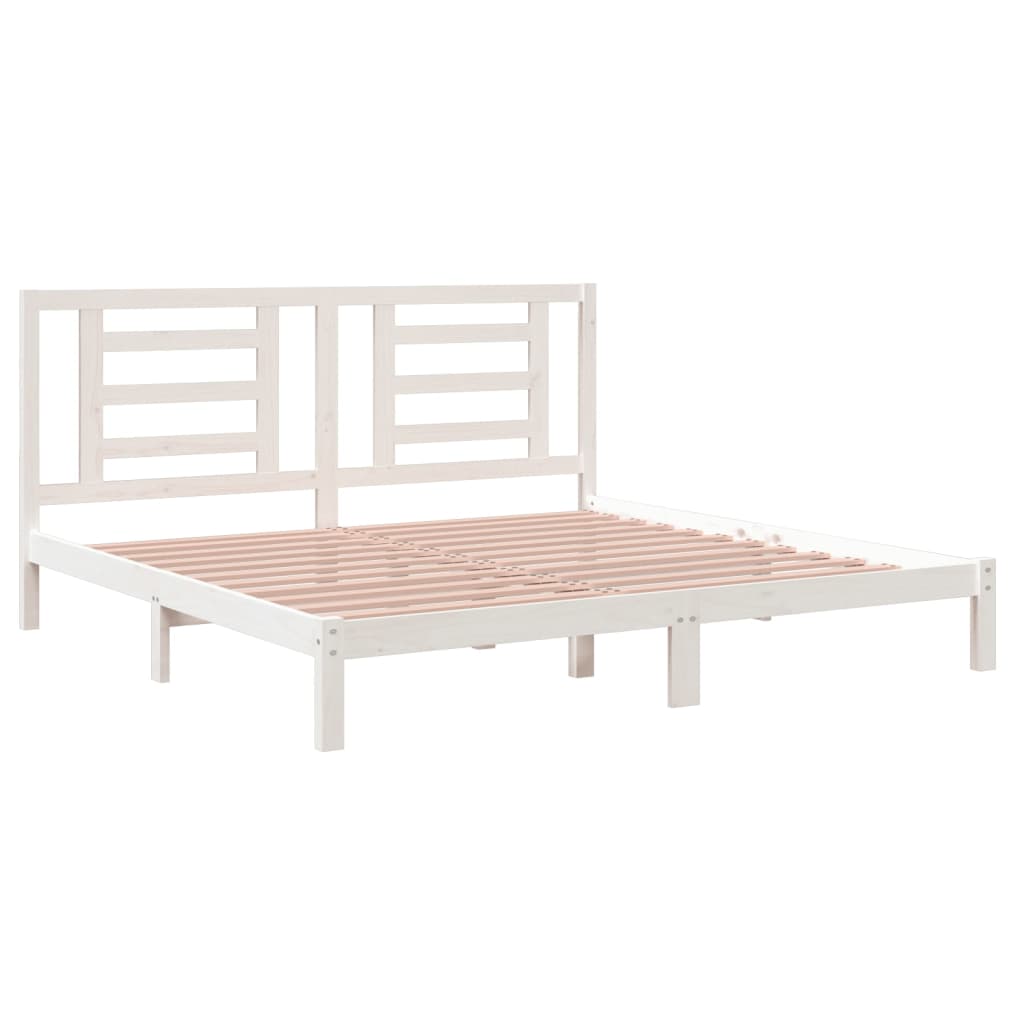 Cadre de lit sans matelas blanc 200x200 cm bois massif de pin - XIOS