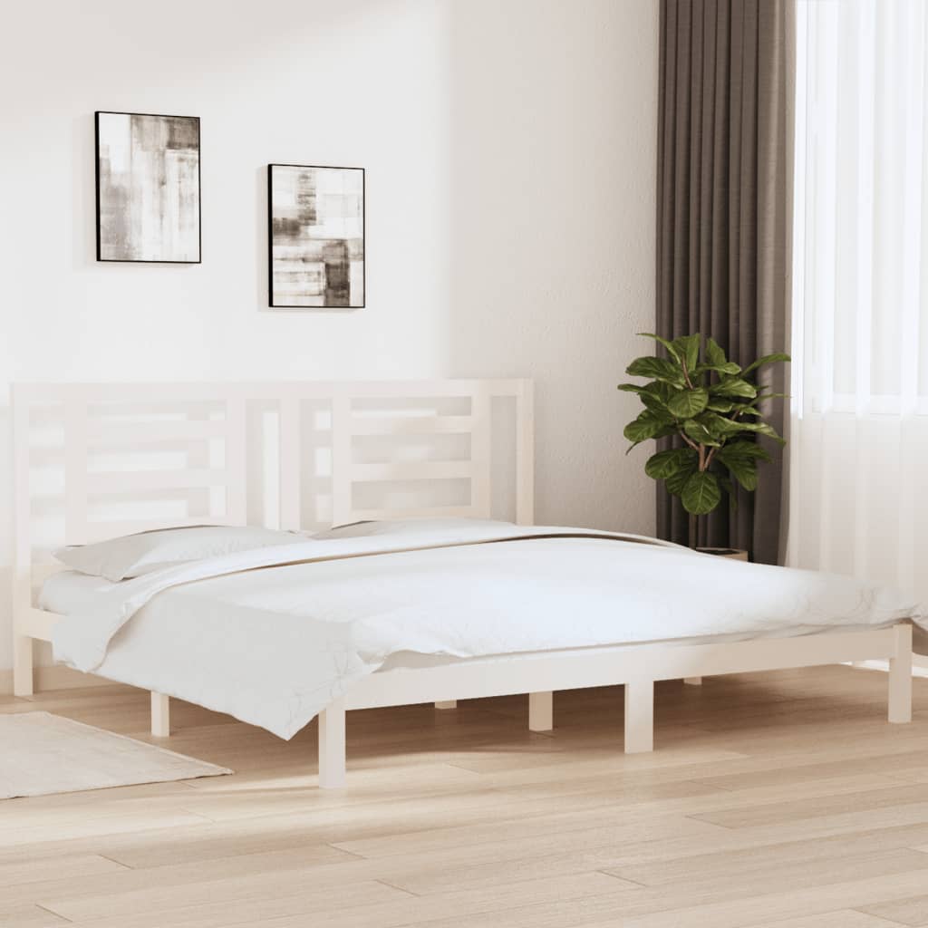 Cadre de lit sans matelas blanc 200x200 cm bois massif de pin - XIOS