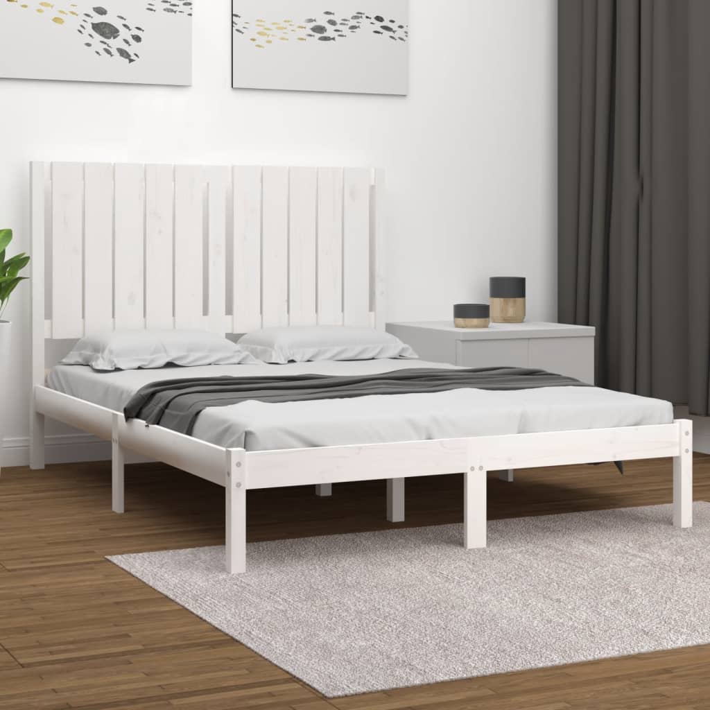 Cadre de lit sans matelas blanc 120x200 cm bois de pin massif - XIOS