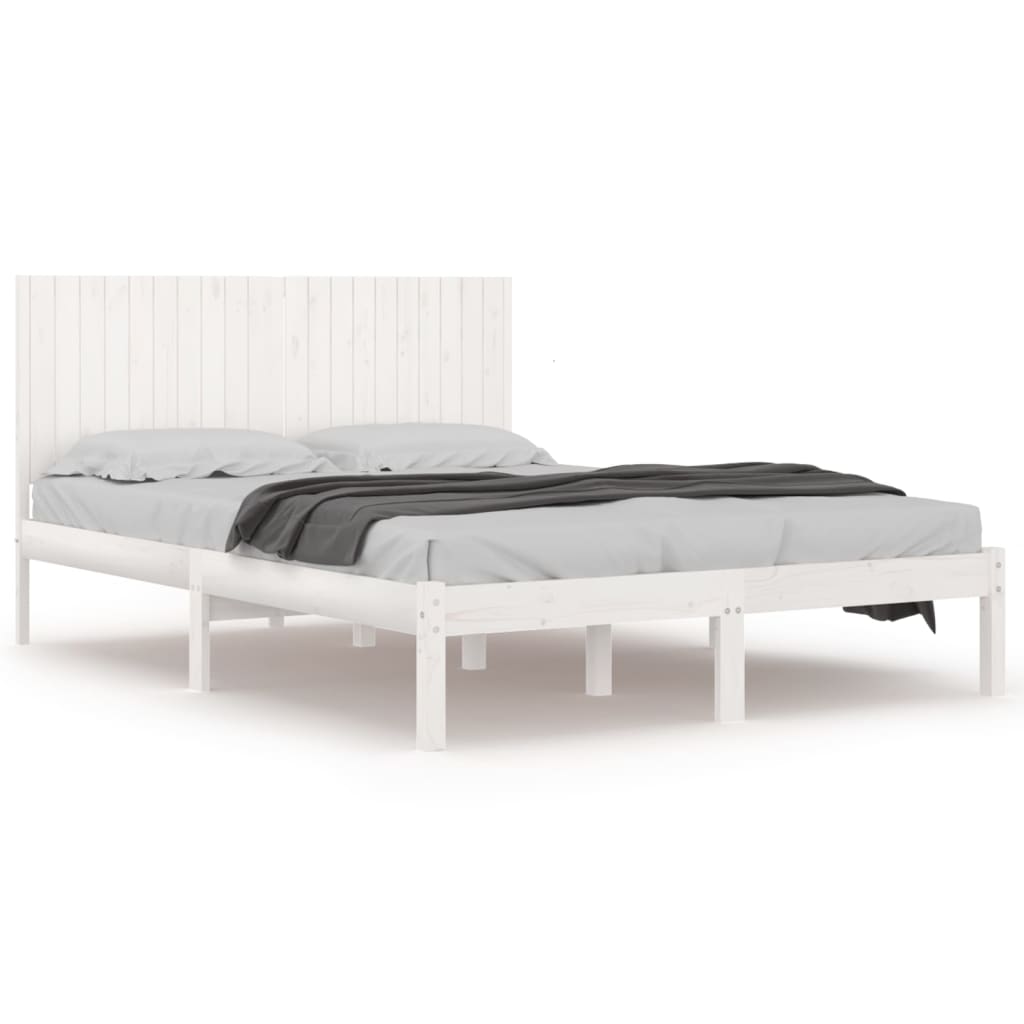 Cadre de lit sans matelas blanc 200x200 cm bois massif de pin - XIOS