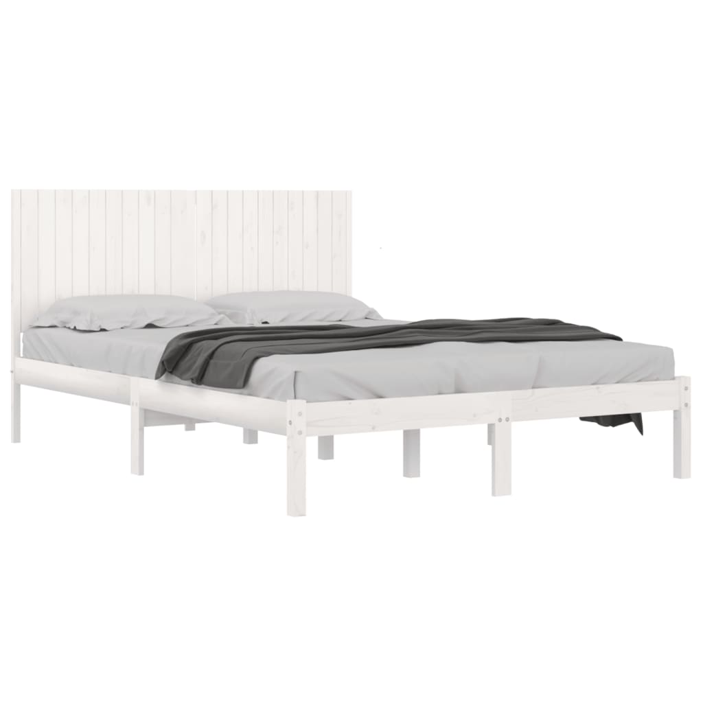 Cadre de lit sans matelas blanc 200x200 cm bois massif de pin - XIOS