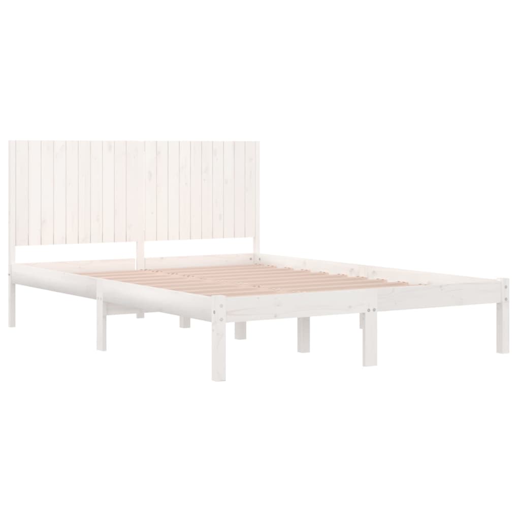 Cadre de lit sans matelas blanc 200x200 cm bois massif de pin - XIOS