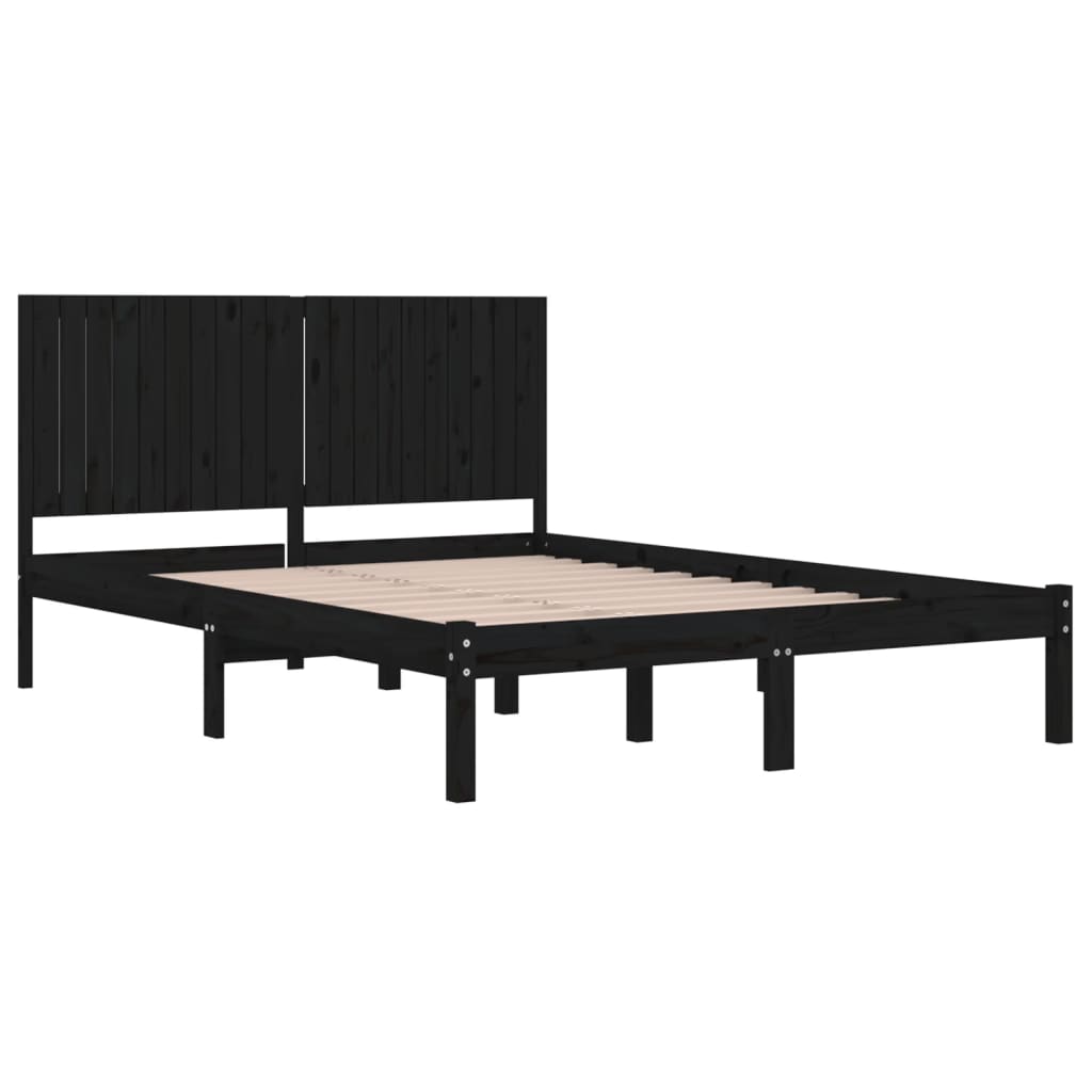 Cadre de lit sans matelas noir 200x200 cm bois massif de pin - XIOS