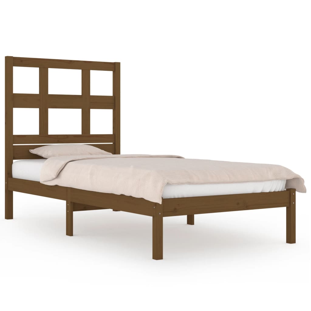 Cadre de lit sans matelas marron miel 100x200cm bois pin massif - XIOS