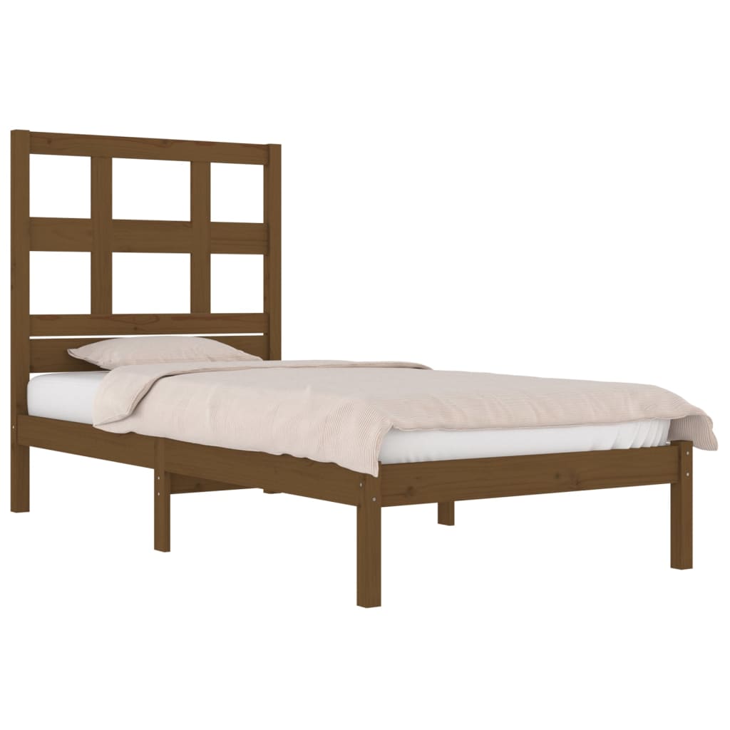 Cadre de lit sans matelas marron miel 100x200cm bois pin massif - XIOS