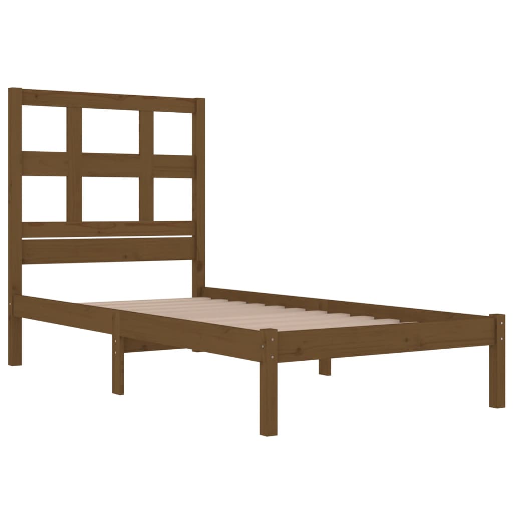 Cadre de lit sans matelas marron miel 100x200cm bois pin massif - XIOS