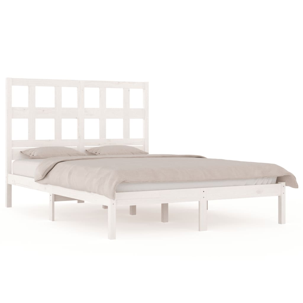 Cadre de lit sans matelas blanc 180x200 cm bois massif de pin - XIOS