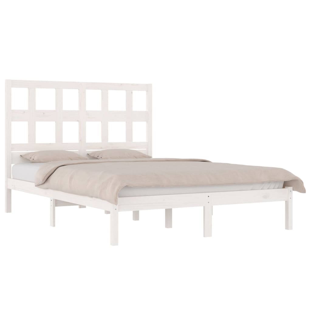 Cadre de lit sans matelas blanc 180x200 cm bois massif de pin - XIOS