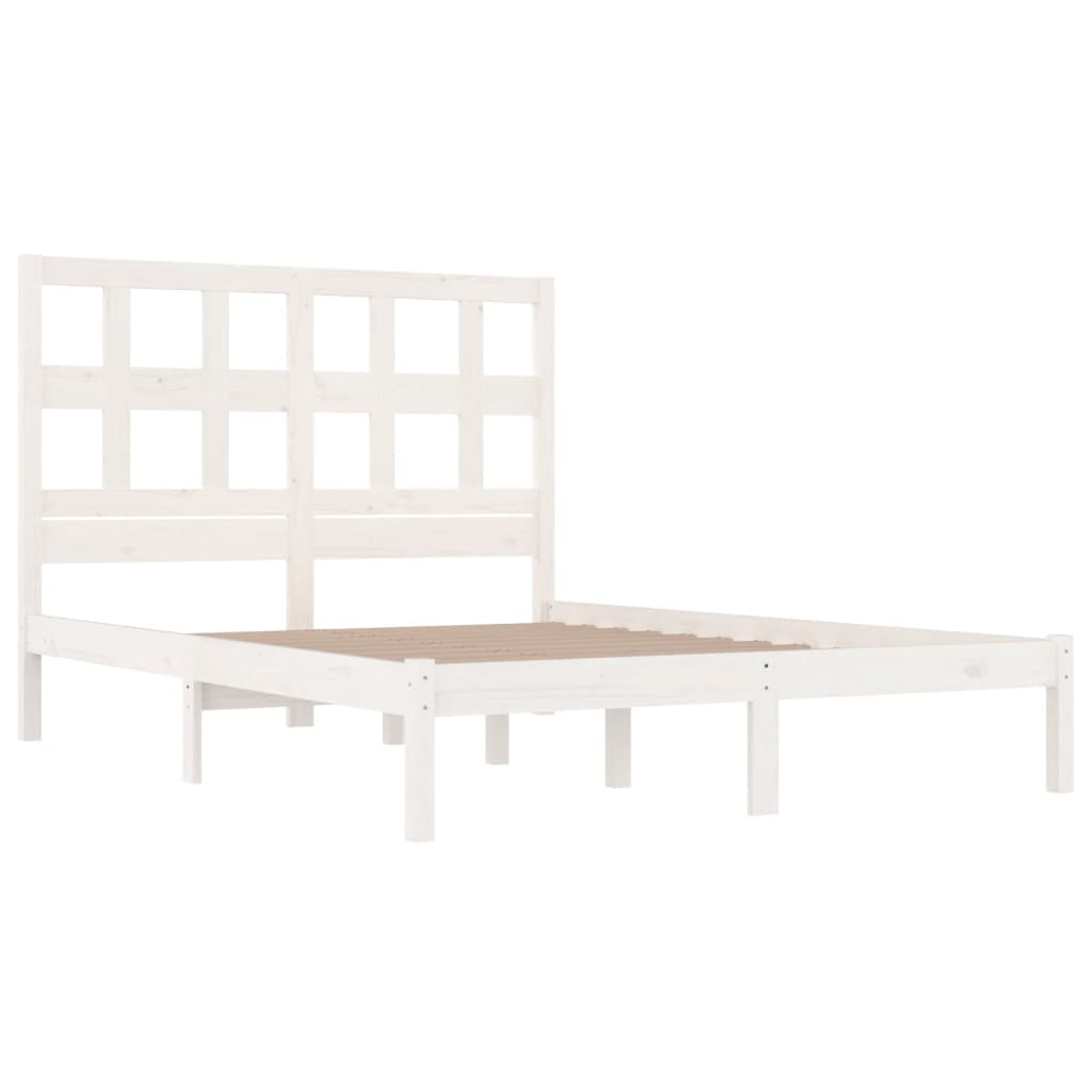 Cadre de lit sans matelas blanc 180x200 cm bois massif de pin - XIOS