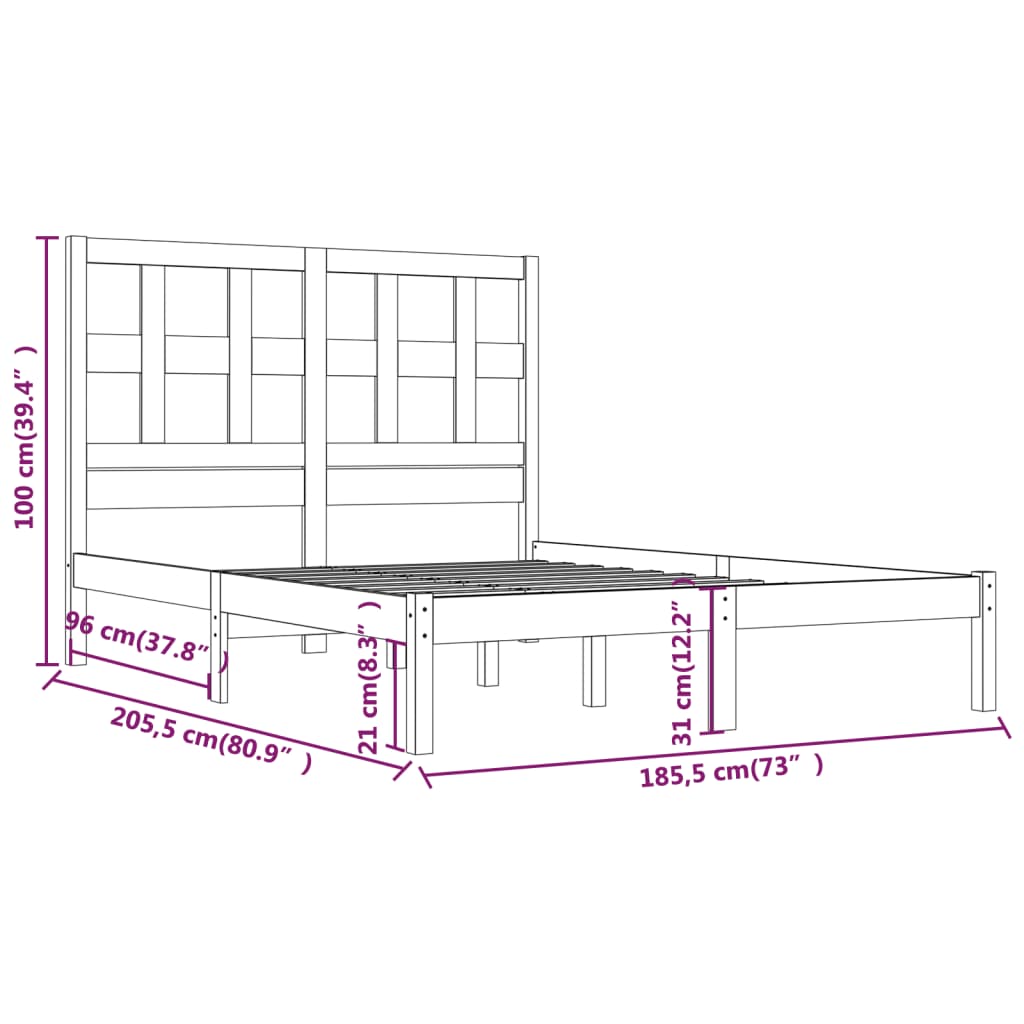 Cadre de lit sans matelas blanc 180x200 cm bois massif de pin - XIOS