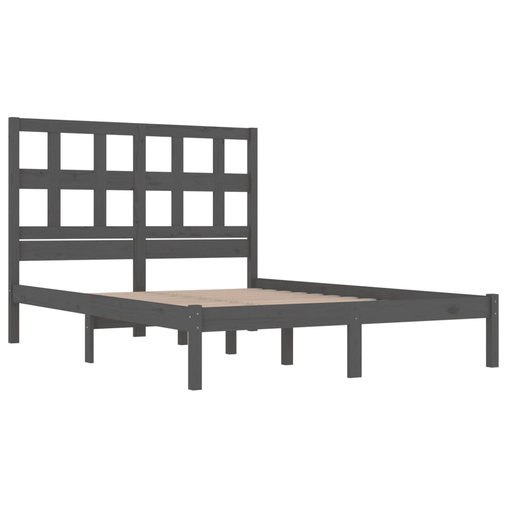 Cadre de lit sans matelas gris 200x200 cm bois massif de pin - XIOS