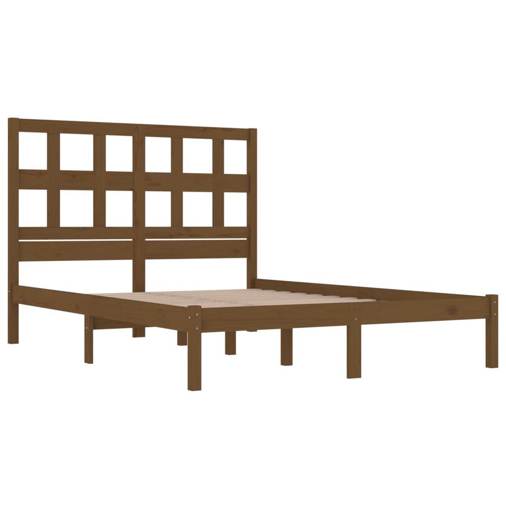 Cadre de lit sans matelas marron miel 200x200cm bois pin massif - XIOS