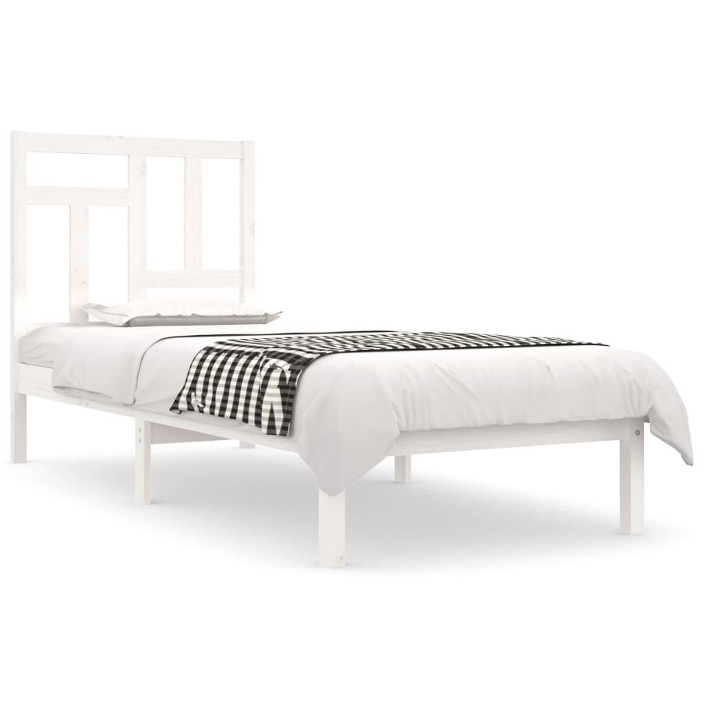 Cadre de lit sans matelas blanc 90x190 cm bois de pin massif - XIOS
