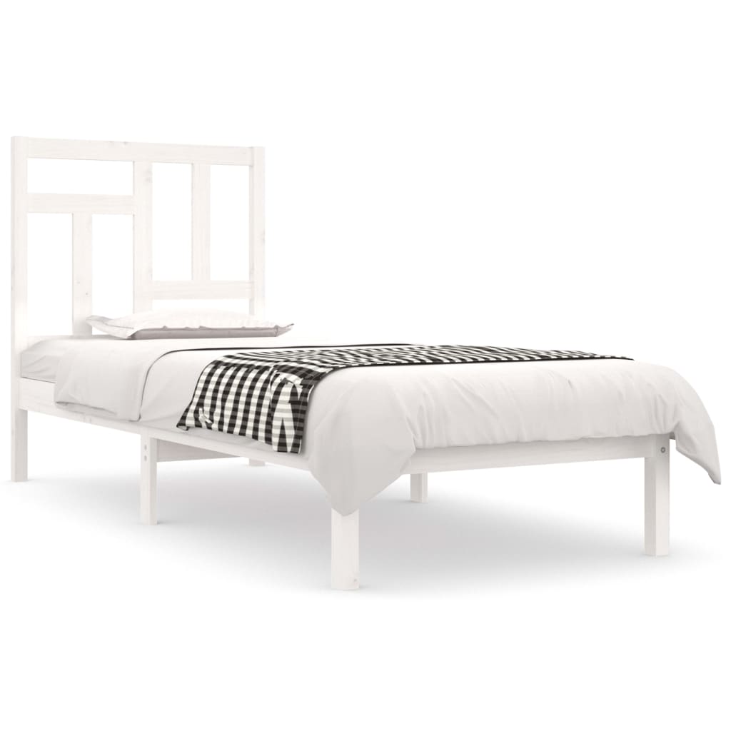 Cadre de lit sans matelas blanc 90x200 cm bois de pin massif - XIOS