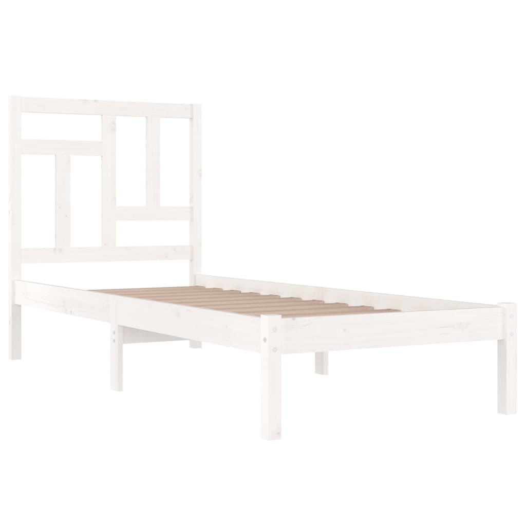 Cadre de lit sans matelas blanc 90x200 cm bois de pin massif - XIOS