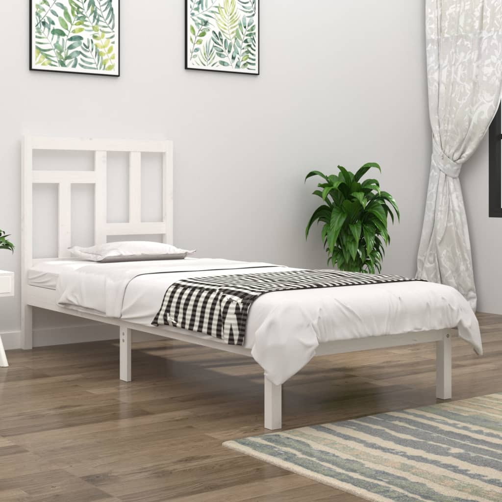 Cadre de lit sans matelas blanc 90x200 cm bois de pin massif - XIOS