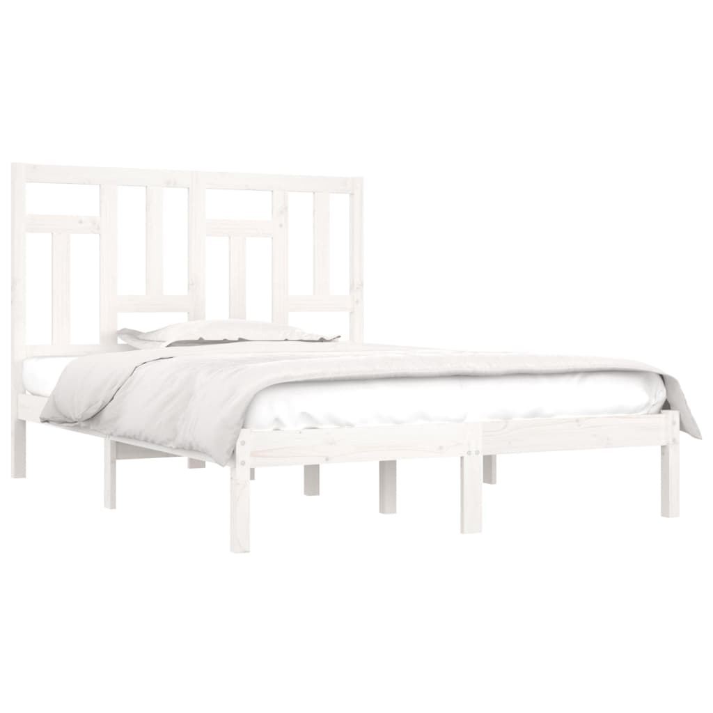 Cadre de lit sans matelas blanc 140x200 cm bois de pin massif - XIOS