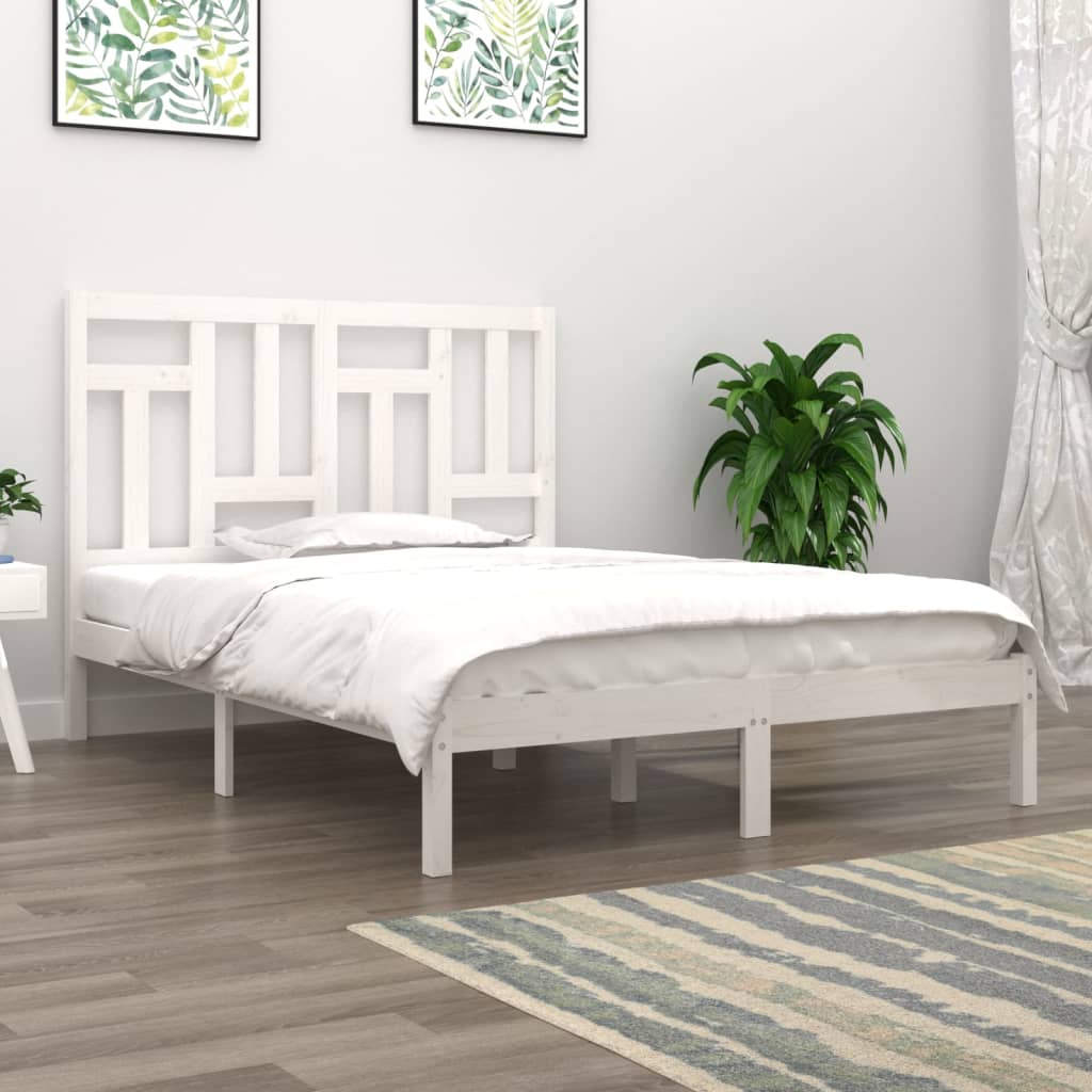 Cadre de lit sans matelas blanc 140x200 cm bois de pin massif - XIOS