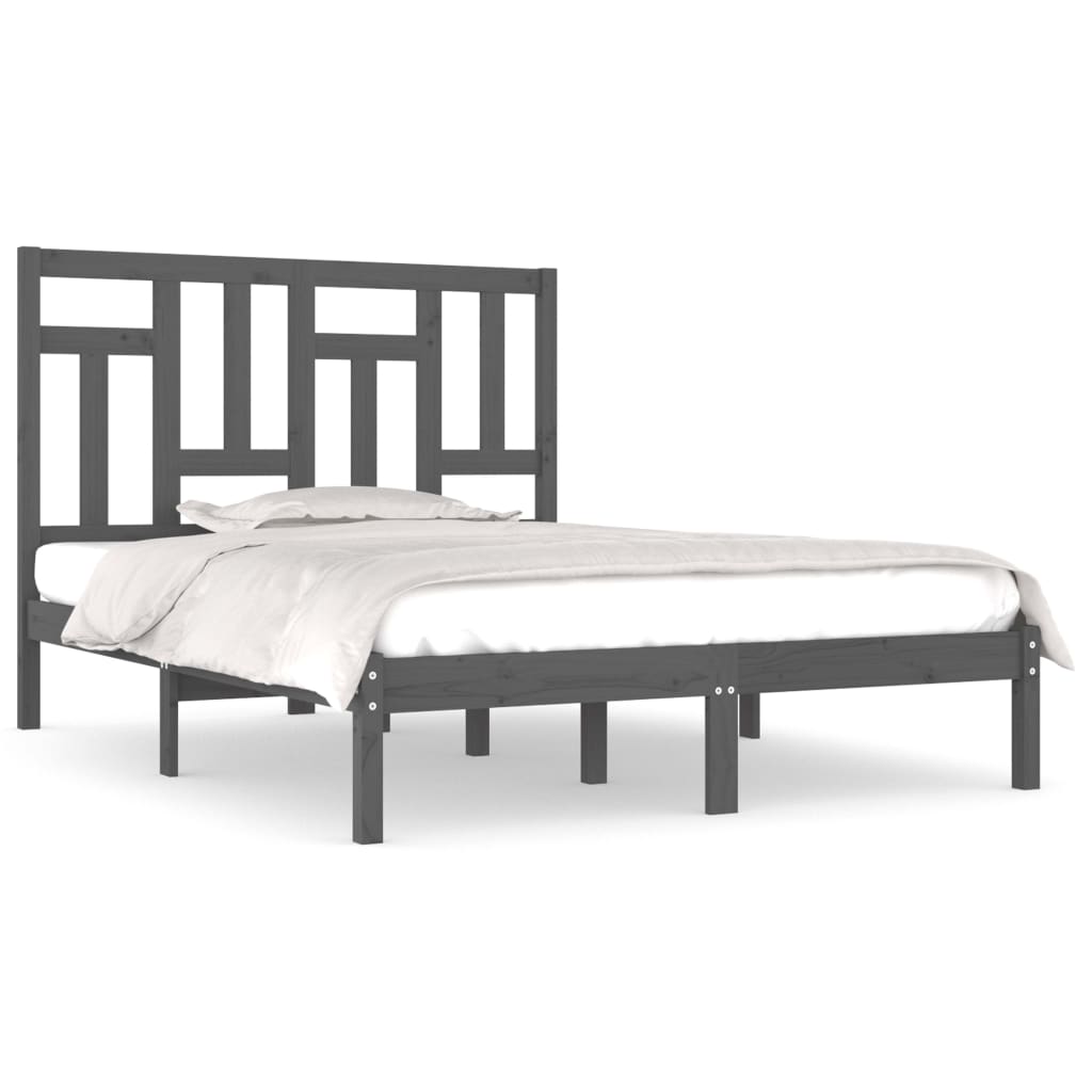 Cadre de lit sans matelas gris 200x200 cm bois massif de pin - XIOS