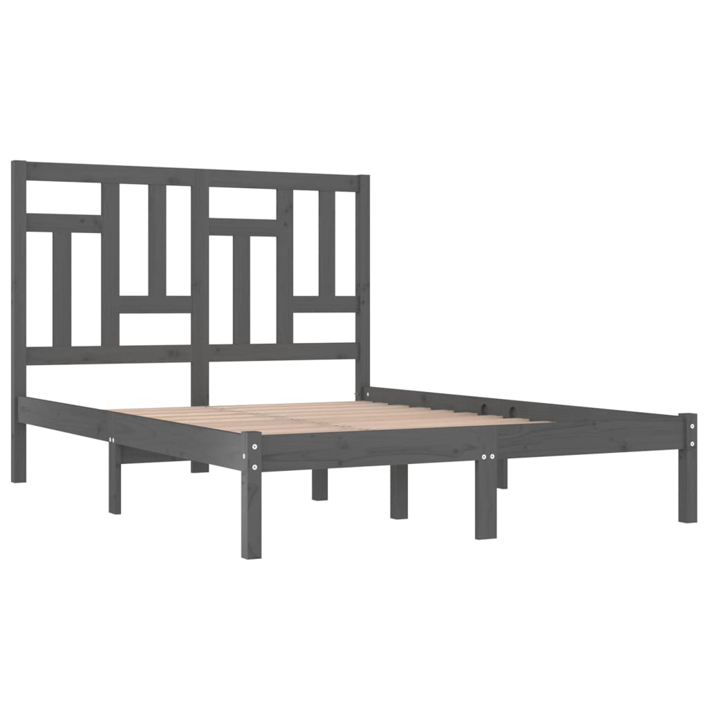 Cadre de lit sans matelas gris 200x200 cm bois massif de pin - XIOS