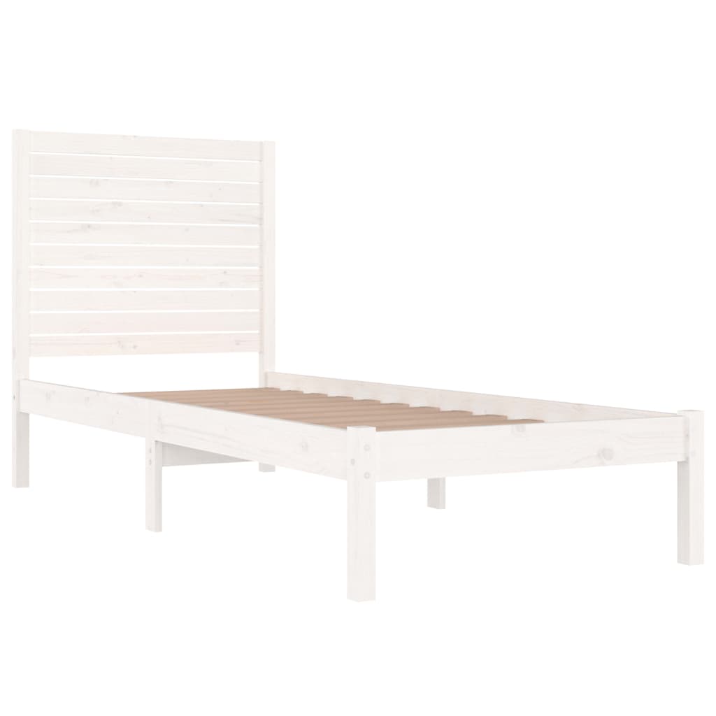 Cadre de lit sans matelas blanc 75x190 cm bois massif - XIOS