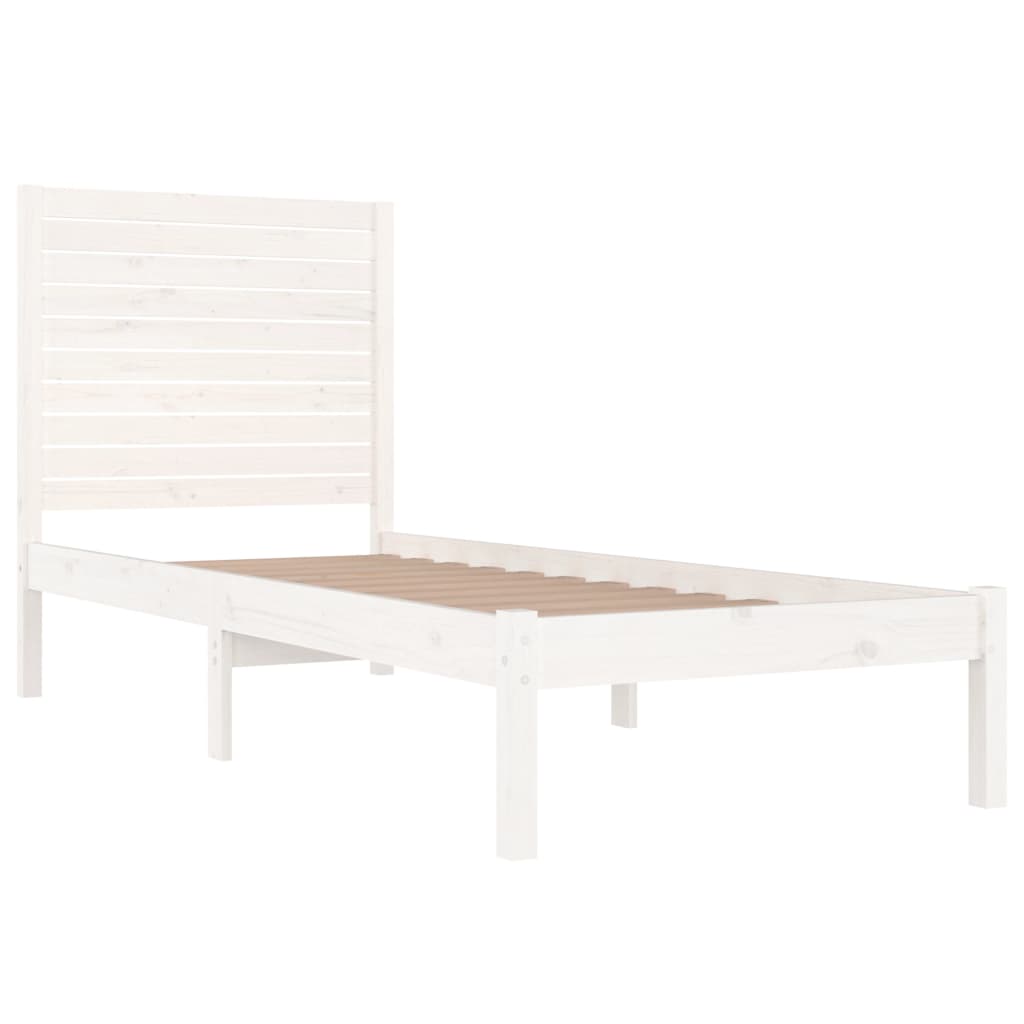 Cadre de lit sans matelas blanc 90x190 cm bois massif - XIOS