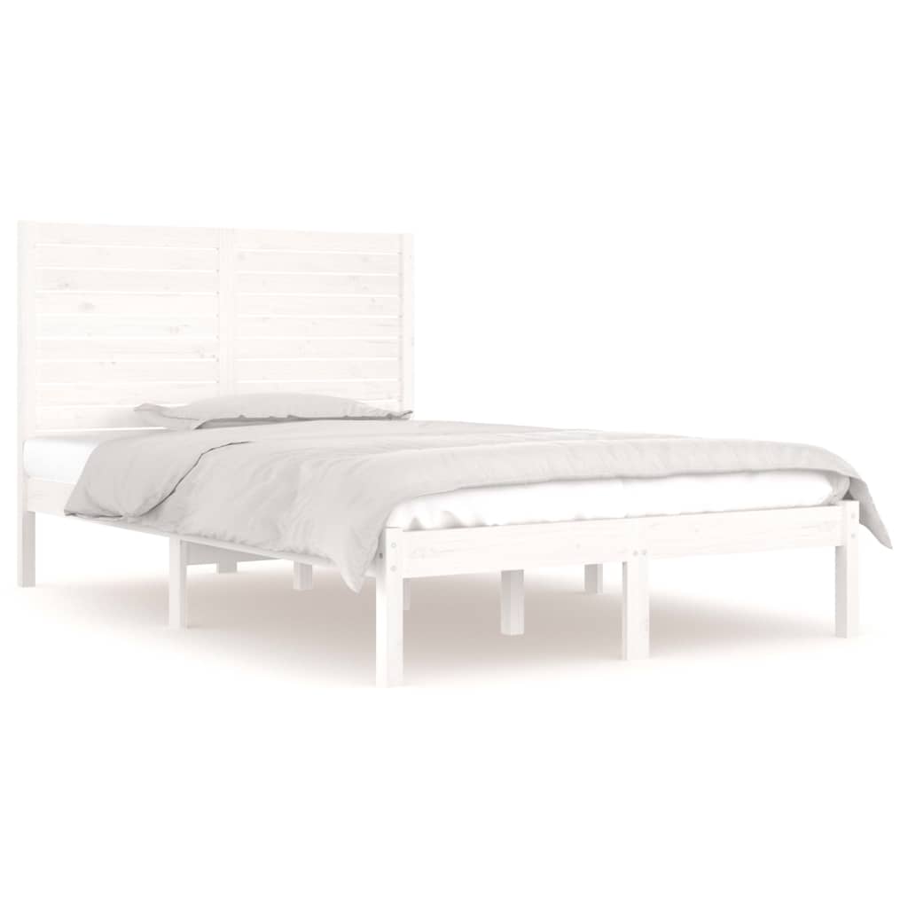Cadre de lit sans matelas blanc 135x190 cm bois massif - XIOS