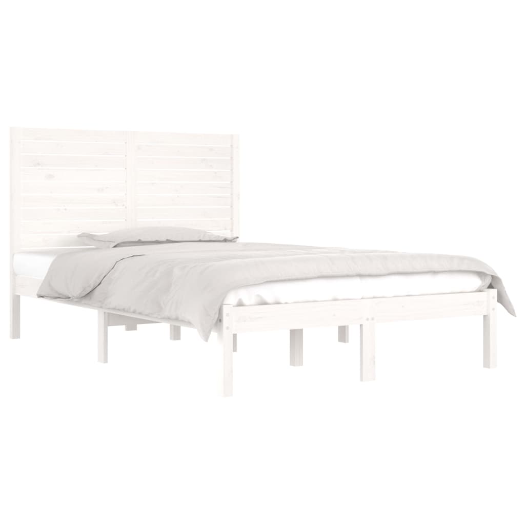 Cadre de lit sans matelas blanc 135x190 cm bois massif - XIOS