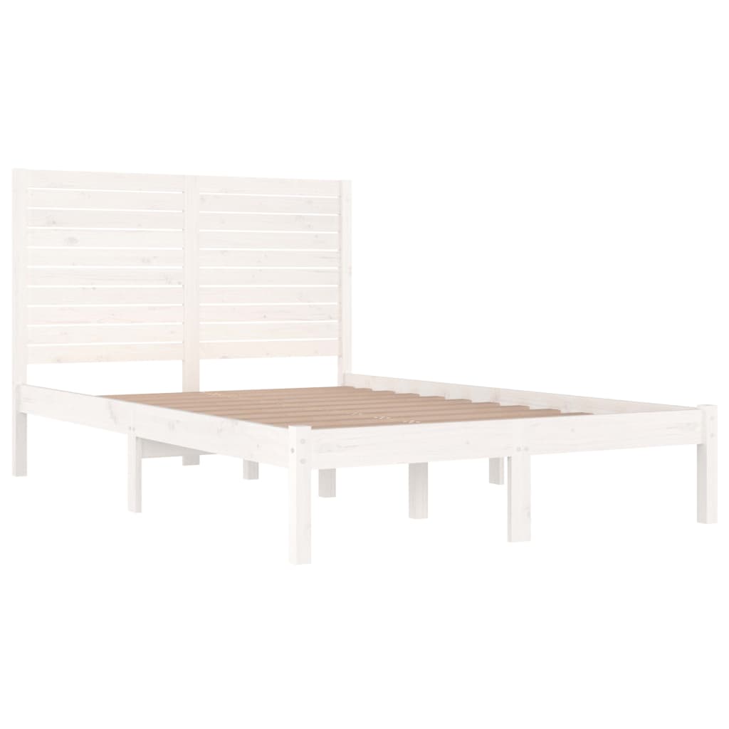 Cadre de lit sans matelas blanc 135x190 cm bois massif - XIOS