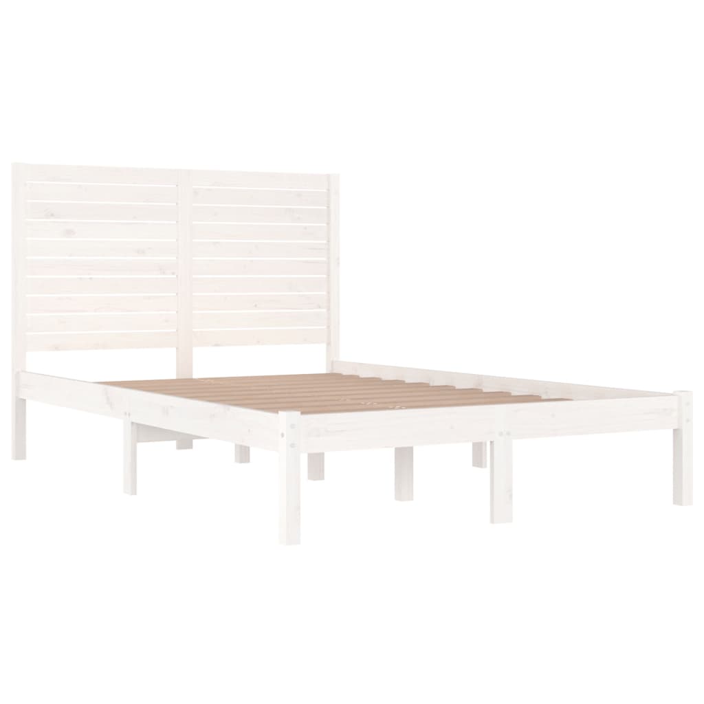 Cadre de lit sans matelas blanc 140x190 cm bois massif - XIOS