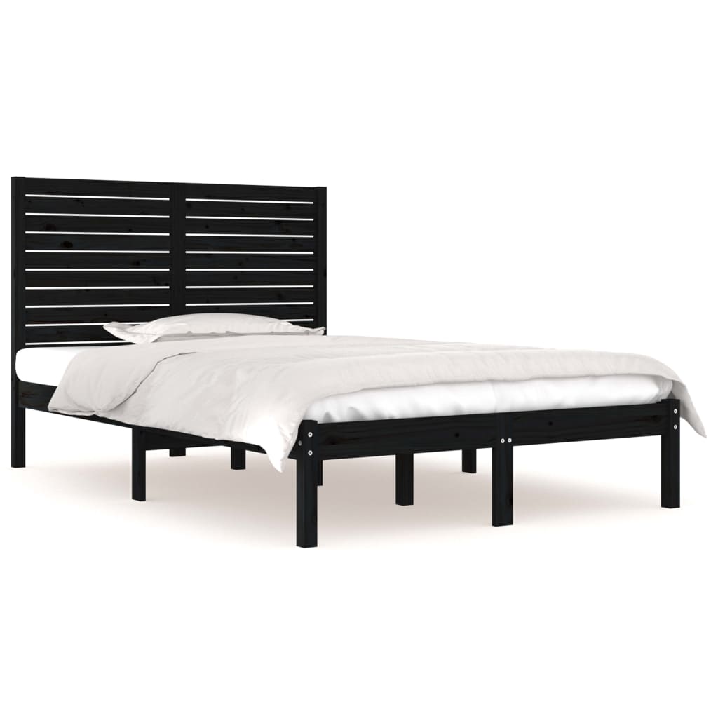 Cadre de lit sans matelas noir 140x190 cm bois massif - XIOS