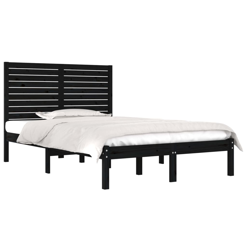 Cadre de lit sans matelas noir 140x190 cm bois massif - XIOS