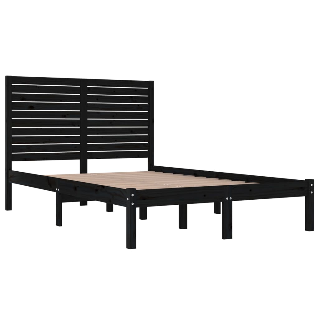 Cadre de lit sans matelas noir 140x190 cm bois massif - XIOS