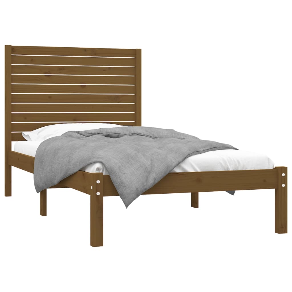Cadre de lit sans matelas marron miel 100x200 cm bois massif - XIOS
