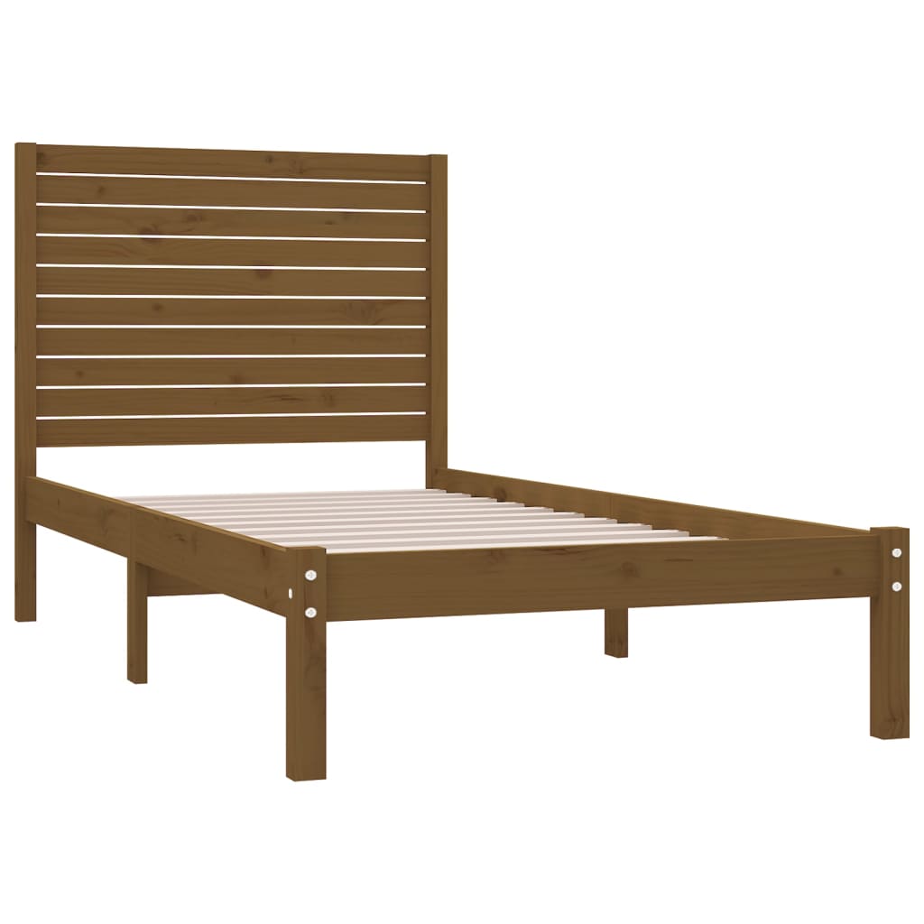 Cadre de lit sans matelas marron miel 100x200 cm bois massif - XIOS