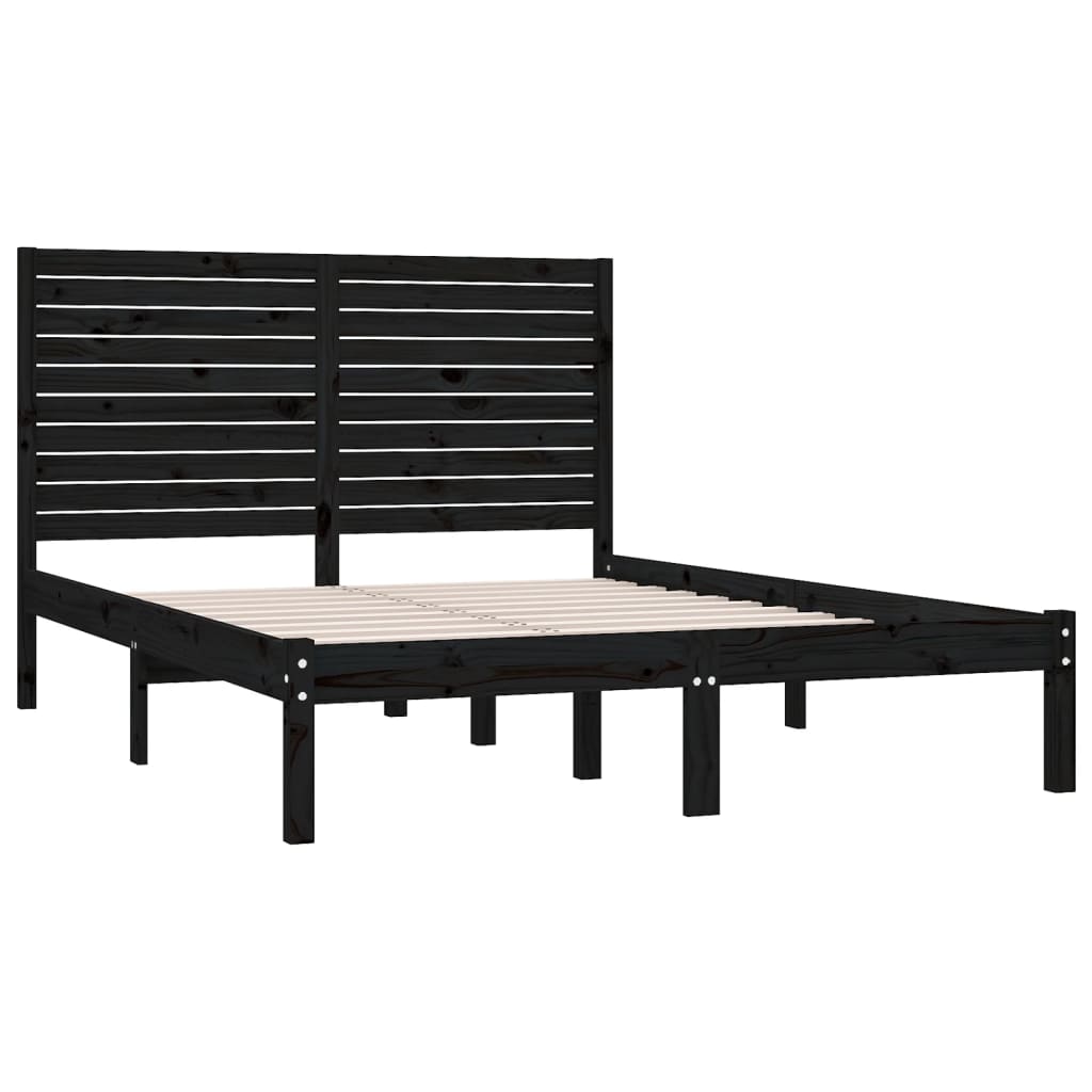 Cadre de lit sans matelas noir 150x200 cm bois massif - XIOS