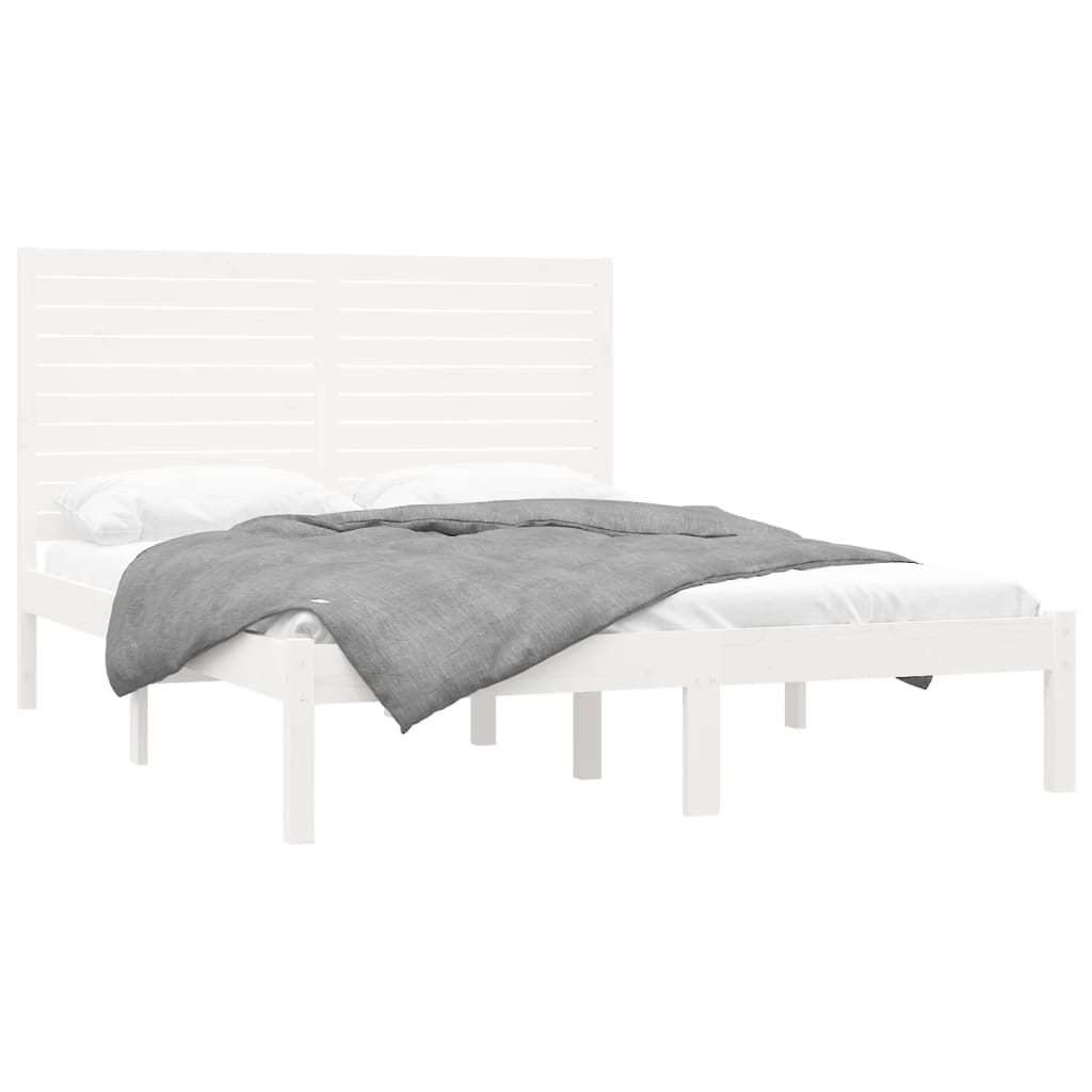 Cadre de lit sans matelas blanc 160x200 cm bois massif - XIOS