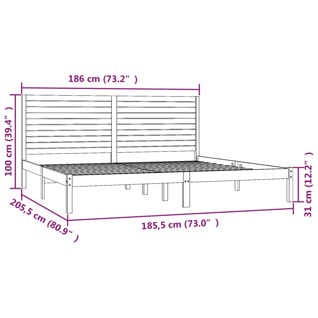 Cadre de lit sans matelas blanc 180x200 cm bois massif - XIOS