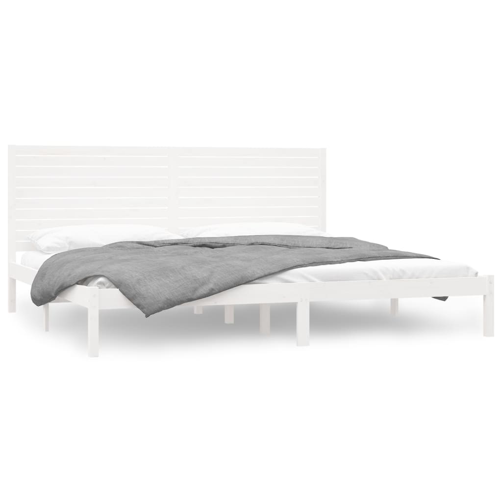 Cadre de lit sans matelas blanc 200x200 cm bois massif - XIOS
