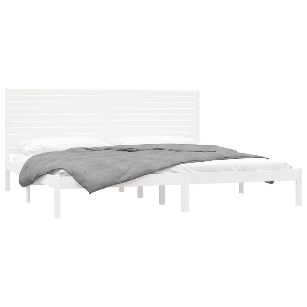 Cadre de lit sans matelas blanc 200x200 cm bois massif - XIOS