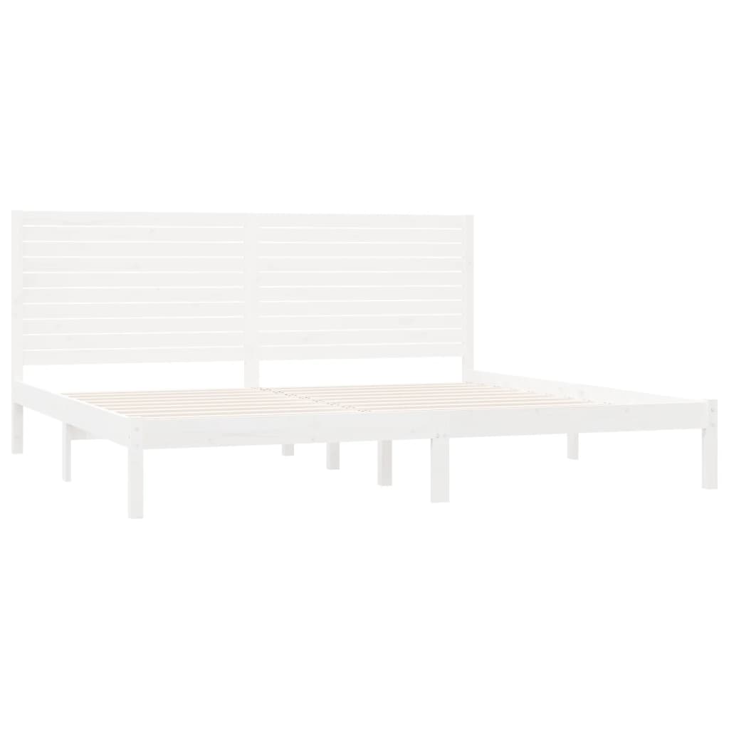 Cadre de lit sans matelas blanc 200x200 cm bois massif - XIOS
