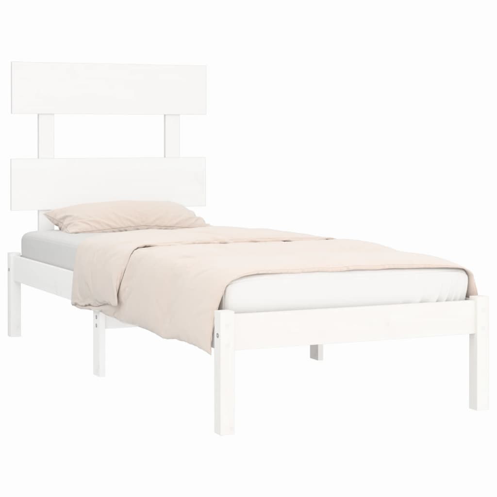 Cadre de lit sans matelas blanc 90x190 cm bois massif - XIOS