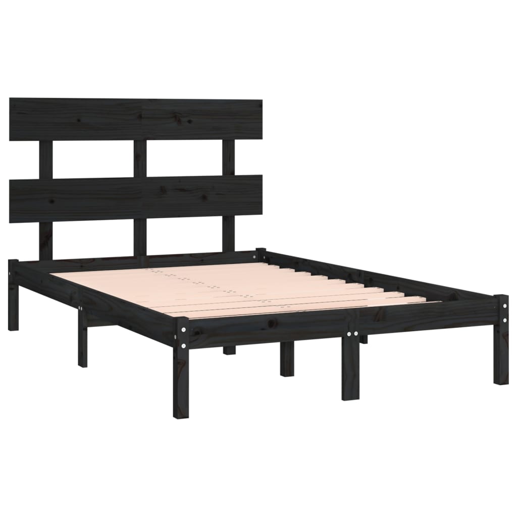 Cadre de lit sans matelas noir 140x190 cm bois massif - XIOS